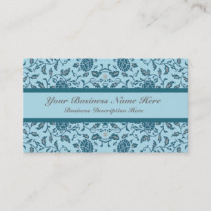 Carte De Visite Elégante Fleur Turquoise Damas