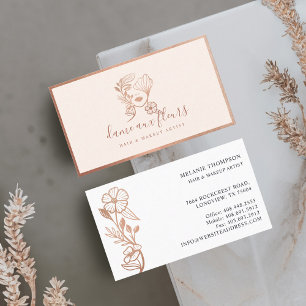 Carte De Visite Élégante florale floraison beauté Femme Logo rose
