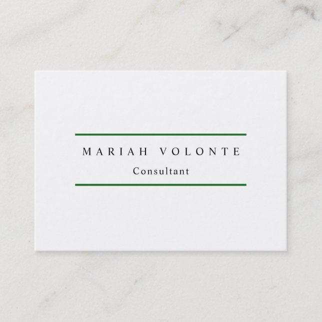 Carte De Visite Élégante Forêt Vert Blanc Minimaliste Plain Modern (Devant)