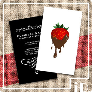 Carte De Visite élégante fraise couverte de chocolat