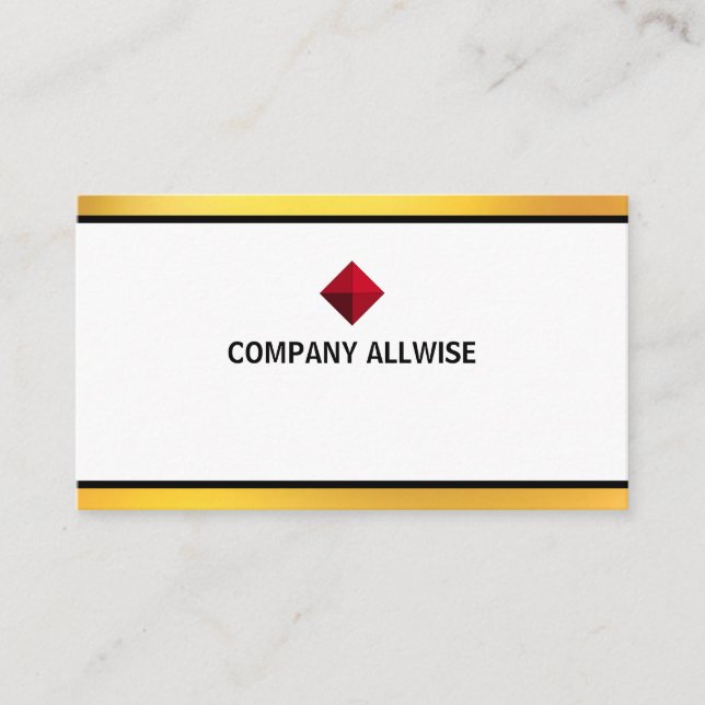 Carte De Visite Elégante gamme moderne blanche & or (Devant)