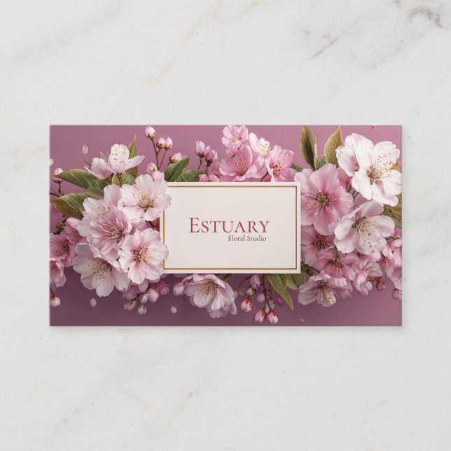 Carte De Visite Elégante Garland Mauve en fleur de cerisier (Devant)