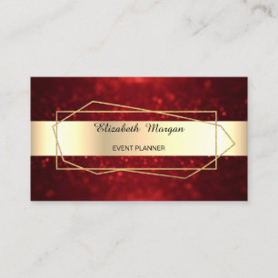 Carte De Visite Elégante Géométrie Or tendance, Cadre, Bokeh Rouge