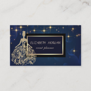 Carte De Visite Élégante Glamorouse Moderne Étoiles Robe Or Faux