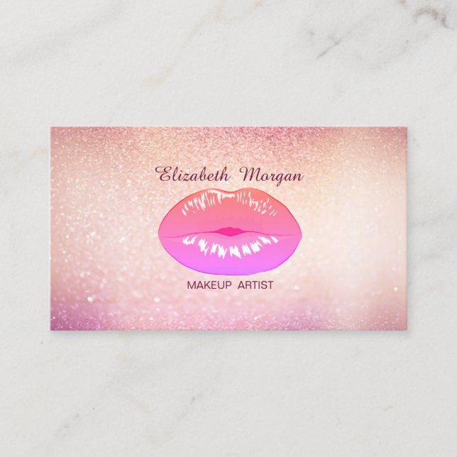 Carte De Visite Élégante Glitterie tendance Bokeh Lips (Devant)