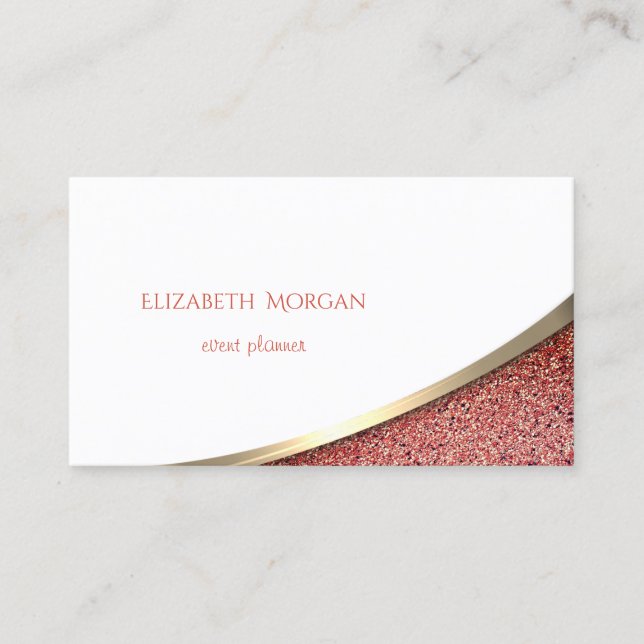 Carte De Visite Elégante Grille d'or moderne, Blanc, Marbre rouge (Devant)