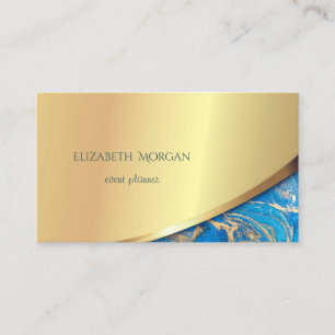 Carte De Visite Elégante Grille Or Moderne, Marbre Bleu