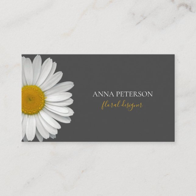 Carte De Visite Elégante Gris Orange Daisy Flower (Devant)