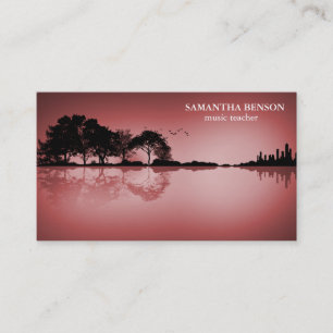 Carte De Visite Elégante Guitare Lac Ombre Paysage Musique Amour