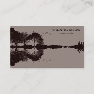 Carte De Visite Elégante Guitare Lac Ombre Paysage Musique Amour