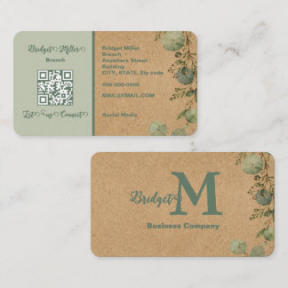 Carte de visite élégante Kraft Papier Eucalyptus Q