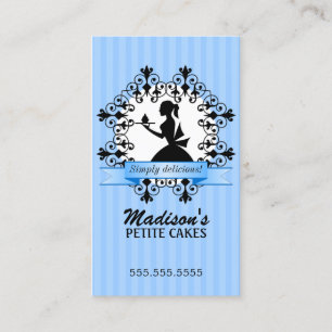 Carte De Visite Elégante Lady Silhouette Cupcake Blue