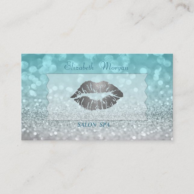 Carte De Visite Élégante Lèvres De Bokeh Moderne De Glitterie Soph (Devant)