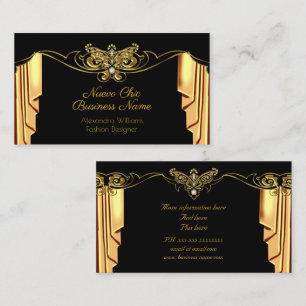 Carte De Visite Elégante mode Or noir Drapes Diamants