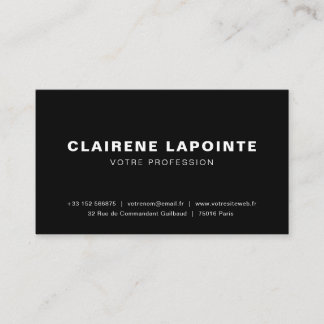 Carte de visite élégante noir et blanc modèle