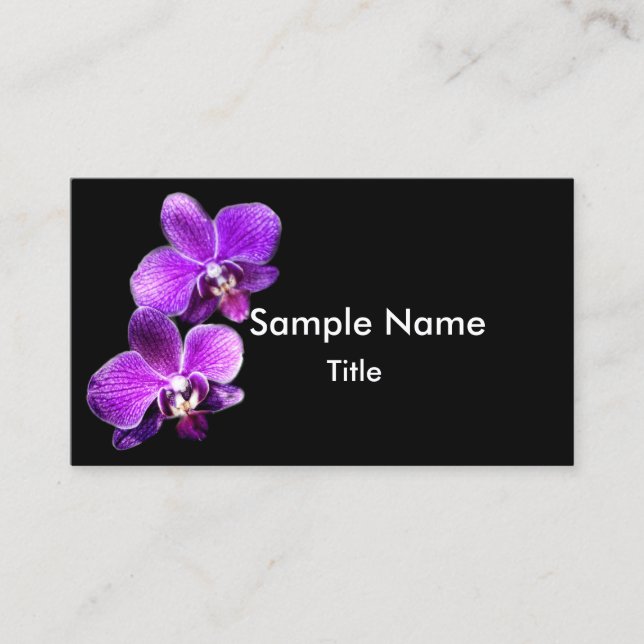 Carte De Visite élégante orchidée violette photo de fleur (Devant)
