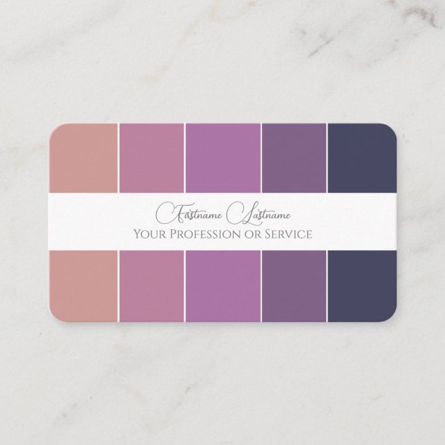 Carte De Visite Élégante palette de couleurs violet calligraphie Q (Devant)