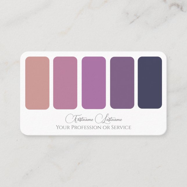Carte De Visite Élégante palette de couleurs violet calligraphie Q (Devant)