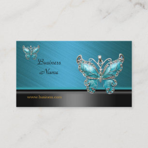 Carte de visite élégante papillon bleu sarcelle