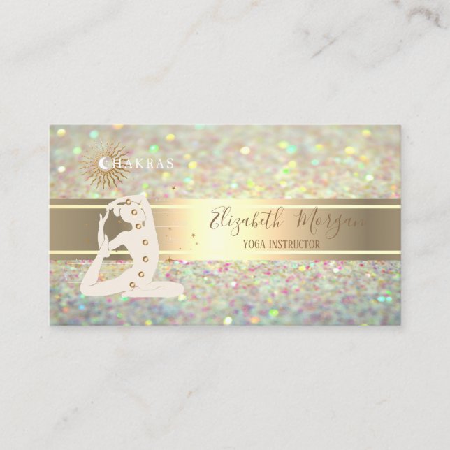Carte De Visite Elégante Parties scintillant Bokeh, Gold Stripe Yo (Devant)