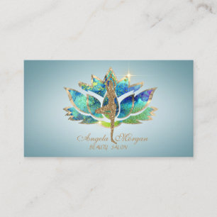 Carte De Visite Élégante Parties scintillant de Lotus Bleu Yoga Gi