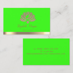 Carte De Visite Elégante Parties scintillant d'or Lotus Green Neon
