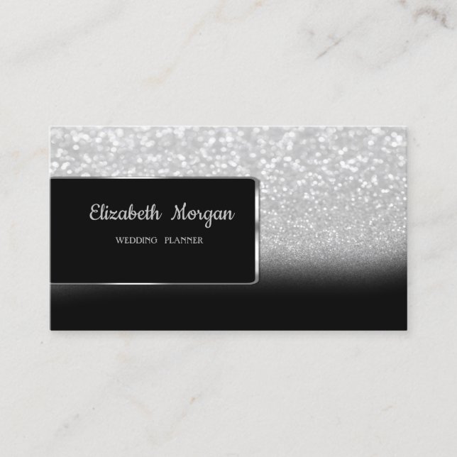 Carte De Visite Elégante Parties scintillant en argent de luxe Bok (Devant)