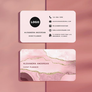 Carte De Visite Elégante Parties scintillant en marbre rose rose r