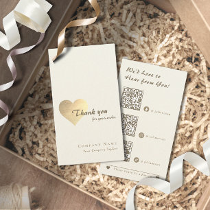 Carte De Visite Elégante Parties scintillant Gold Heart QR Code Me