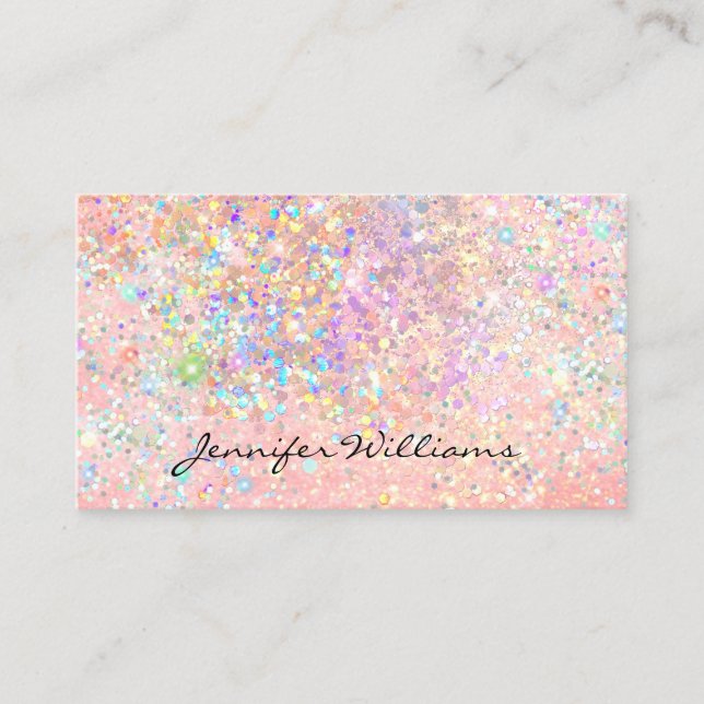 Carte De Visite Élégante Parties scintillant holographique Pastel  (Devant)