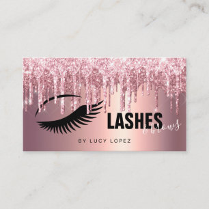 Carte De Visite Élégante parties scintillant rose en or gouttes ci