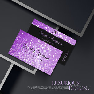 Carte De Visite Élégante Parties scintillant violet brillant Ét