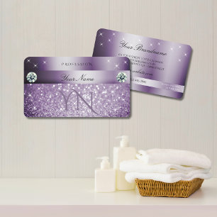 Carte De Visite Élégante Parties scintillant violet Étoiles Ét