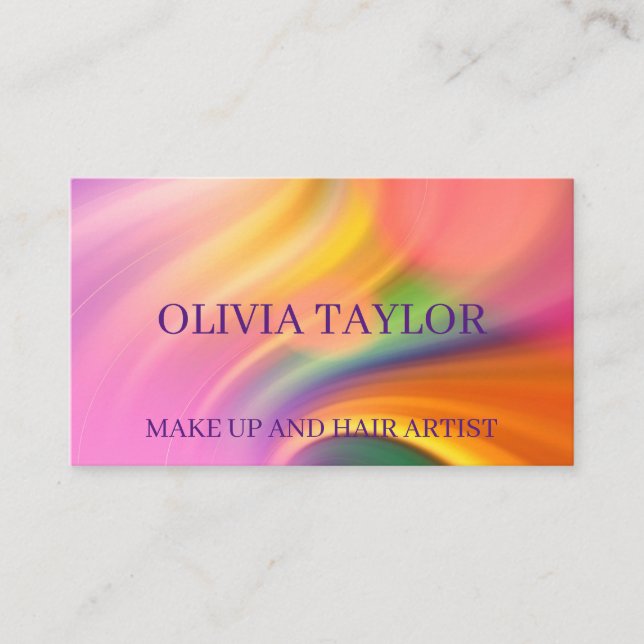 Carte De Visite Elégante peinture acrylique rose multiple couleur (Devant)