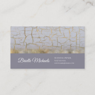 Carte De Visite Élégante peinture craquée Dusty Lavender Gold Foil