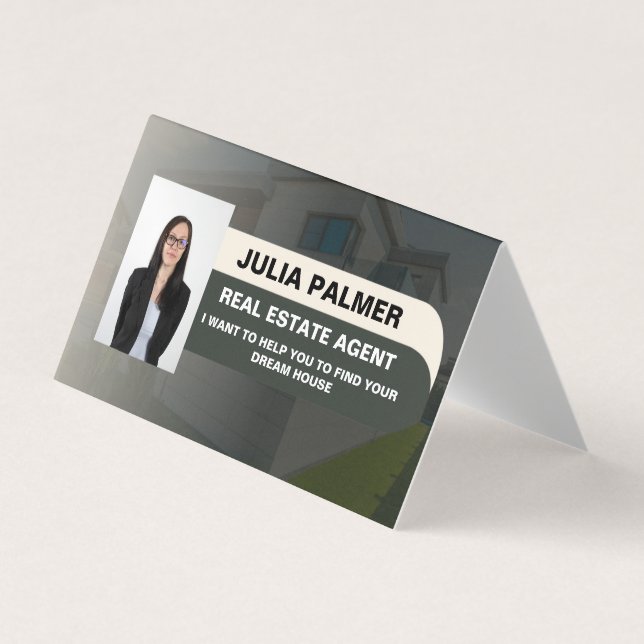 Carte De Visite Élégante photo de l'agent immobilier minimal (Devant)