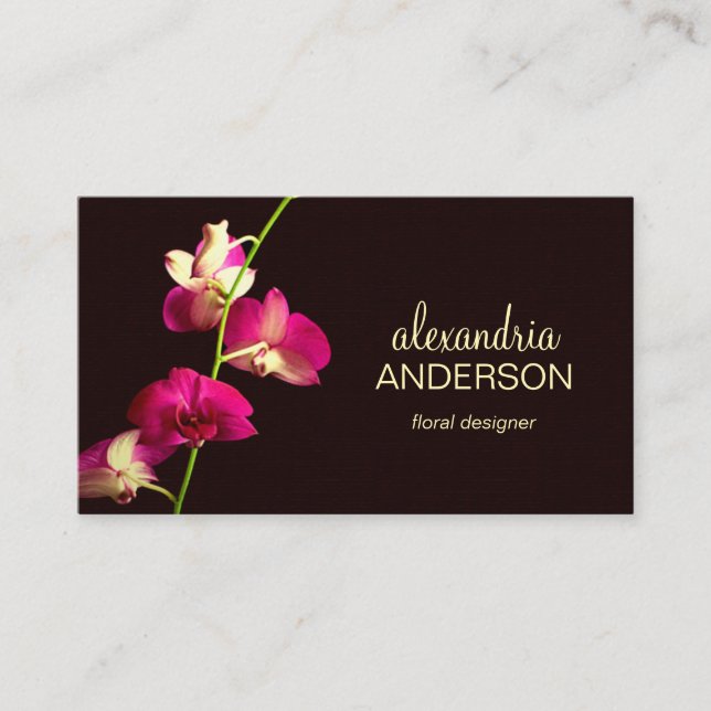 Carte De Visite Élégante photo d'orchidée rose (Devant)