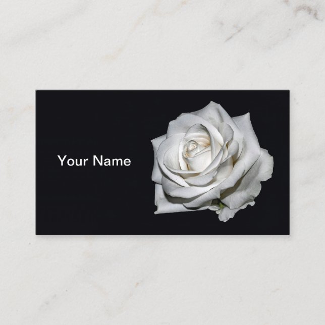 Carte De Visite Élégante photo florale de rose blanche (Devant)
