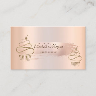 Carte De Visite Élégante pinceau de rose d'or, gâteaux d'or