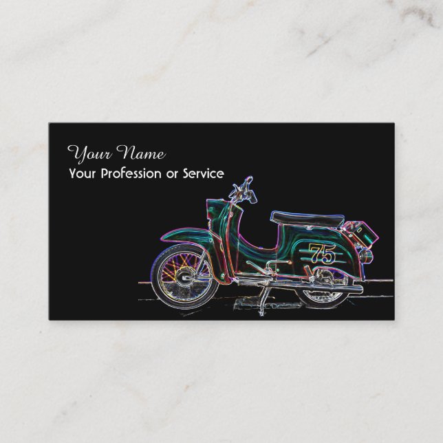 Carte De Visite Élégante Pop-Art Neon Retro-moto (Devant)