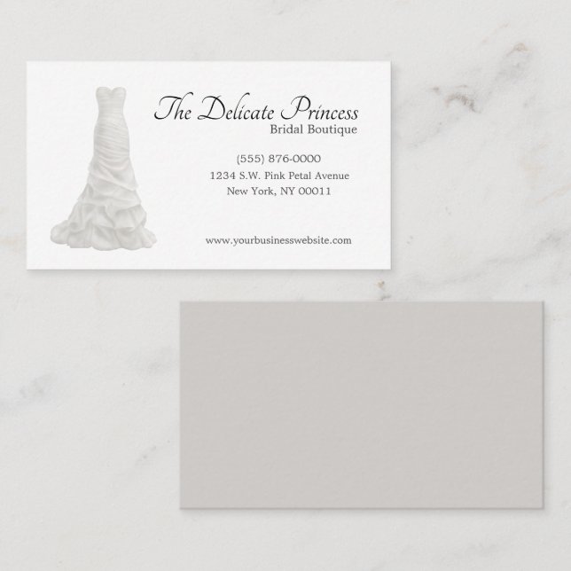 Carte De Visite Élégante robe de mariée Boutique nuptiale (Devant / Derrière)
