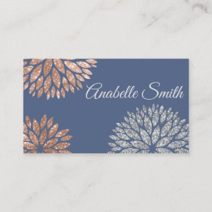 Carte De Visite Elégante Rose bleu Parties scintillant or Dahlia F