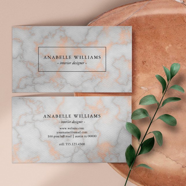 Carte De Visite Élégante Rose imprimé en or Marbre Texture (Créateur téléchargé)