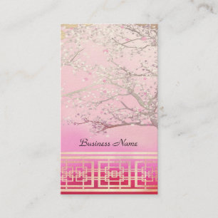 Carte de visite élégante scène asiatique rose