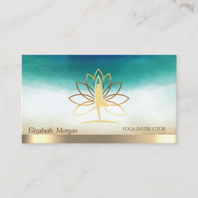 Carte De Visite Elégante Silhouette Lotus femmes Gold (Devant)