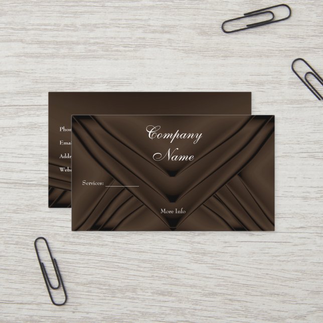 Carte De Visite Elégante société de sacs à soie au chocolat (Devant/Arrière en situation)