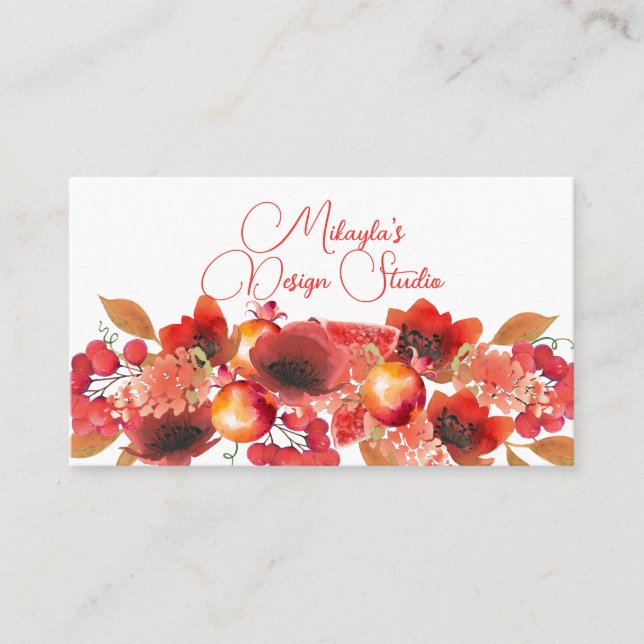 Carte De Visite Elégante terre de fruits et de fleurs (Devant)