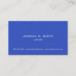 Carte De Visite Élégante texture de tissu floral brodé bleu