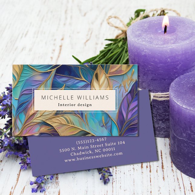 Carte De Visite Élégante verdure Feuille Abstraite (Créateur téléchargé)