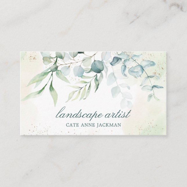 Carte De Visite Elégante verdure or Eucalyptus (Devant)